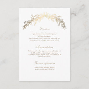 Carte D'accompagnement Détails du Mariage Gold Laurel Insérer