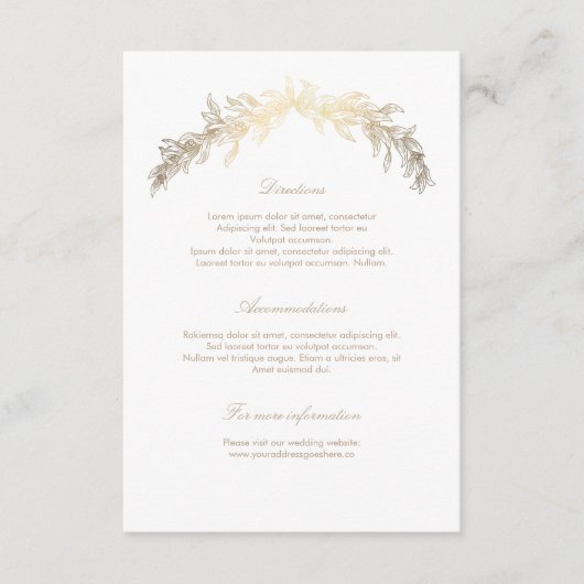 Carte D'accompagnement Détails du Mariage Gold Laurel Insérer (Devant)