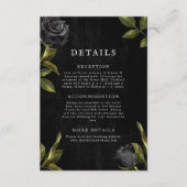 Carte D'accompagnement Détails du Mariage gothique noir floral (Devant)