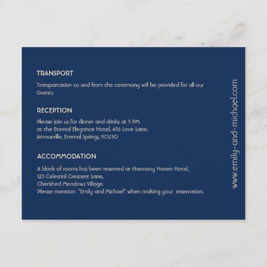 Carte D'accompagnement Détails du mariage Harmonie japonaise avec Fuji (Dos)