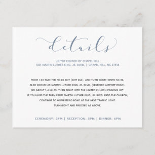 Carte D'accompagnement Détails du mariage Info Typographie de calligraphi