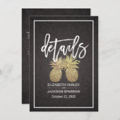 Carte D'accompagnement Détails du mariage Information Gold Pineappy Coupl (Devant / Derrière)
