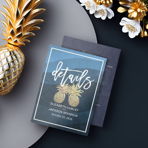 Carte D'accompagnement Détails du mariage Information Gold Pineappy Coupl