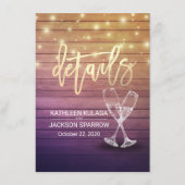 Carte D'accompagnement Détails du mariage Informations Lunettes de Champa (Devant)