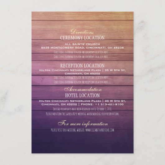 Carte D'accompagnement Détails du mariage Informations Lunettes de Champa (Dos)