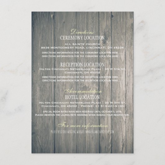 Carte D'accompagnement Détails du mariage Informations Lunettes de Champa (Dos)