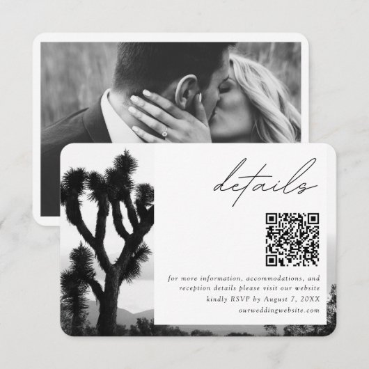 Carte D'accompagnement Détails du Mariage Joshua Tree Code QR RSVP (Devant / Derrière)