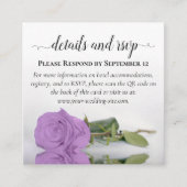 Carte D'accompagnement Détails du mariage Lilac Purple Rose & Code QR de (Devant)