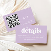 Carte D'accompagnement Détails du Mariage Lilac violet clair