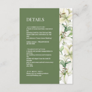 Carte D'accompagnement Détails du Mariage LILY Blossom Elegance