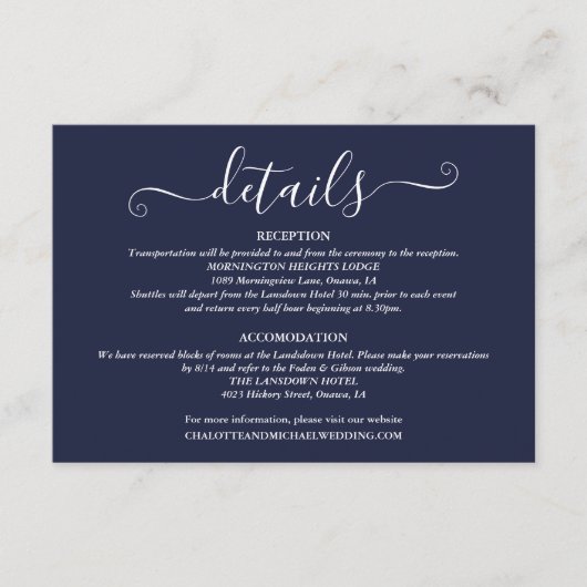 Carte D'accompagnement Détails du mariage Lumières de printemps Script Ma (Devant)