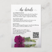 Carte D'accompagnement Détails du mariage Magenta Raspberry Rose QR Code (Devant)