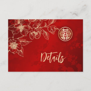 Carte D'accompagnement Détails du Mariage Magnolia Red Chinese