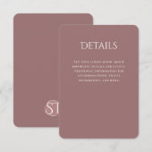 Carte D'accompagnement Détails du Mariage Mauve incurvé de typographie (Devant / Derrière)