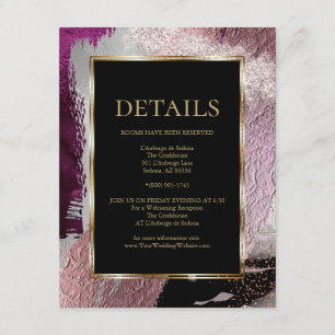 Carte D'accompagnement DÉTAILS DU MARIAGE Metallic Strokes Cassis Wine