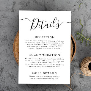 Carte D'accompagnement Détails du mariage minimal