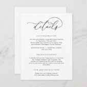 Carte D'accompagnement Détails du Mariage minimal noir et blanc (Devant / Derrière)