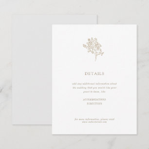 Carte D'accompagnement Détails du Mariage minimaliste de l'olivier   Or