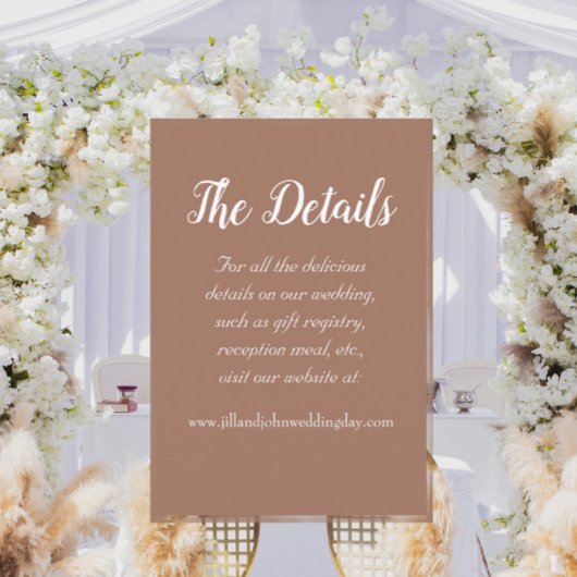 Carte D'accompagnement Détails du Mariage Mocha Simple Style