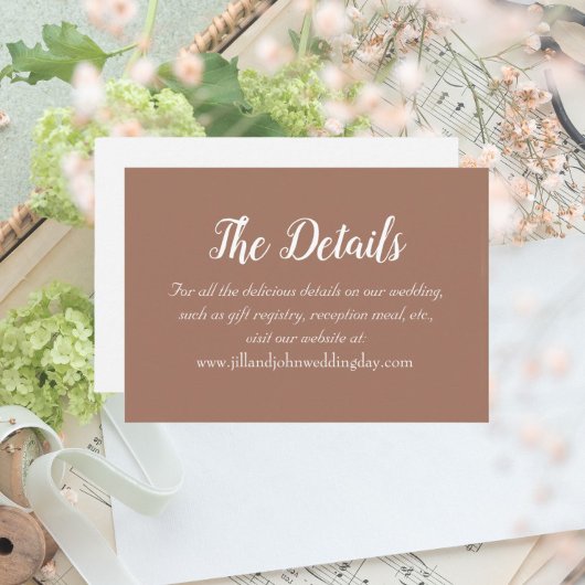 Carte D'accompagnement Détails du Mariage Mocha Simple Style