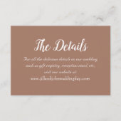 Carte D'accompagnement Détails du Mariage Mocha Simple Style (Devant)