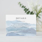 Carte D'accompagnement Détails du Mariage moderne Blue Watercolor (Debout devant)