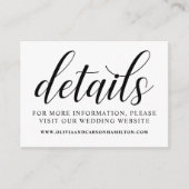 Carte D'accompagnement Détails du Mariage moderne en noir et blanc (Devant)