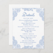 Carte D'accompagnement Détails du mariage Moderne Hydrangea Dusty Blue Fl (Devant / Derrière)