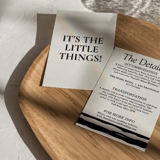 Carte D'accompagnement Détails du Mariage moderne noir & blanc rétro