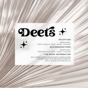 Carte D'accompagnement Détails du Mariage moderne noir et blanc rétro