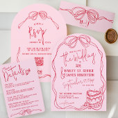 Carte D'accompagnement Détails du Mariage moderne Quirky Hand Draw Bow PI