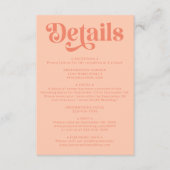 Carte D'accompagnement Détails du Mariage moderne Retro Peach et Blue (Devant)