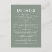 Carte D'accompagnement Détails du Mariage moderne Sage Green Ampersand (Devant)