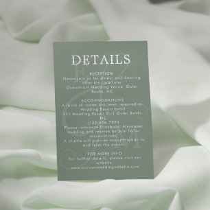 Carte D'accompagnement Détails du Mariage moderne Sage Green Ampersand