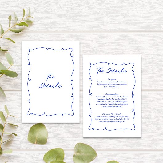 Carte D'accompagnement Détails du Mariage moderne Whimsical Wavy