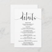 Carte D'accompagnement Détails du Mariage modifiable, Police moderne noir (Devant / Derrière)