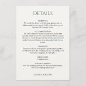 Carte D'accompagnement Détails du Mariage monogramme noir et ivoire (Devant)