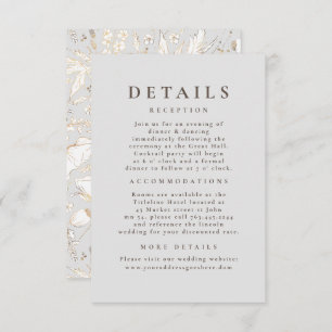 Carte D'accompagnement Détails du Mariage Motif Fleur sauvage dessiné à l