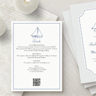 Carte D'accompagnement Détails du Mariage Nautical Sailboat