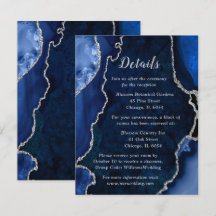 Détails du mariage Navy Blue et Agate Argentée