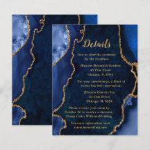 Détails du mariage Navy Blue et Agate dorée