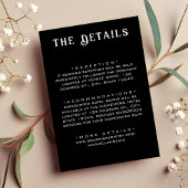Carte D'accompagnement Détails du Mariage noir