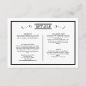 Carte D'accompagnement Détails du Mariage noir blanc classique (Devant)