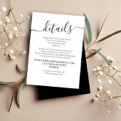 Carte D'accompagnement Détails du Mariage noir et blanc Code QR