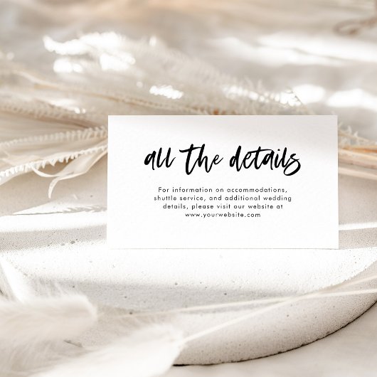 Carte D'accompagnement Détails du Mariage noir et blanc Décontracté de sc