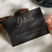 Carte D'accompagnement Détails du Mariage noir Insertion | Script élégant