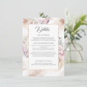 Carte D'accompagnement Détails du Mariage Pampas Grass et Pink King Prote (Debout devant)