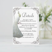 Carte D'accompagnement Détails du Mariage Peacock blanc (Debout devant)
