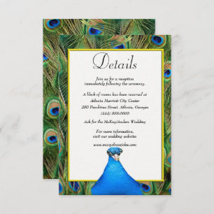 Carte D'accompagnement Détails du Mariage Peacock coloré