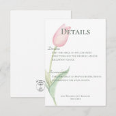 Carte D'accompagnement Détails du Mariage Pink Tulip Solo (Devant / Derrière)